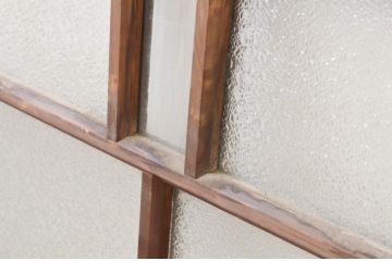 アンティーク建具　大正ロマンの雰囲気漂うガラス窓2枚セット(引き戸、ガラス戸)(R-067332)