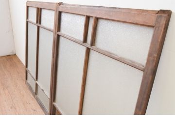 アンティーク建具　大正ロマンの雰囲気漂うガラス窓2枚セット(引き戸、ガラス戸)(R-067332)