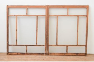 アンティーク建具　大正ロマンの雰囲気漂うガラス窓2枚セット(引き戸、ガラス戸)(R-067333)