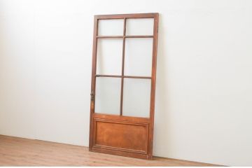 アンティーク建具　レトロな雰囲気を醸し出すガラス扉1枚(木製扉、ドア)(R-067336)