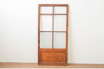 アンティーク建具　レトロな雰囲気を醸し出すガラス扉1枚(木製扉、ドア)(R-067336)