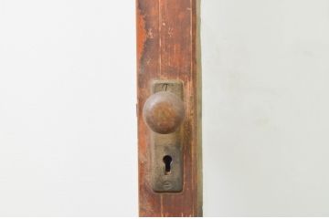 アンティーク建具　レトロな雰囲気を醸し出すガラス扉1枚(木製扉、ドア)(R-067336)