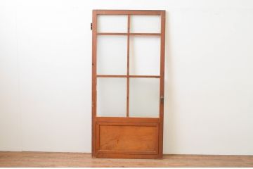 アンティーク建具　レトロな雰囲気を醸し出すガラス扉1枚(木製扉、ドア)(R-067336)