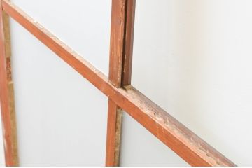 アンティーク建具　レトロな雰囲気を醸し出すガラス扉1枚(木製扉、ドア)(R-067336)