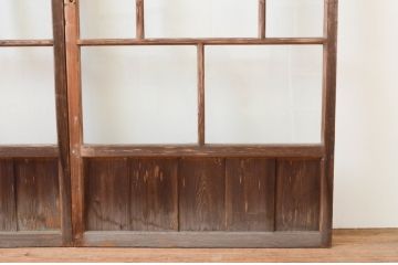 アンティーク建具　大正ロマン　和の空間を演出するガラス戸2枚セット(引き戸)(R-067337)