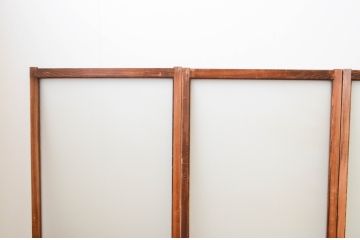 アンティーク建具　プレスガラス入り　インテリアに合わせやすいシンプルなデザインのガラス窓4枚セット(引き戸、ガラス戸)(R-067339)