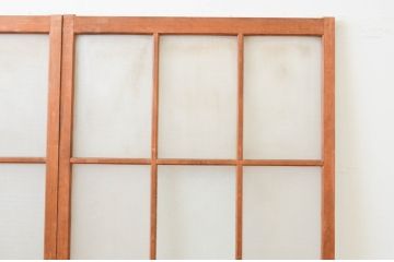 アンティーク建具　和の空間造りにおすすめなガラス戸2枚セット(引き戸、格子戸、マス目、升目)(R-067340)