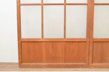 アンティーク建具　和の空間造りにおすすめなガラス戸2枚セット(引き戸、格子戸、マス目、升目)(R-067340)