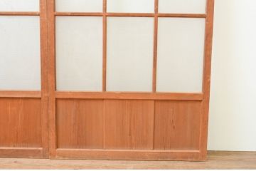 アンティーク建具　和の空間造りにおすすめなガラス戸2枚セット(引き戸、格子戸、マス目、升目)(R-067340)