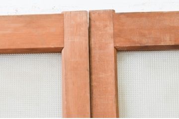 アンティーク建具　和の空間造りにおすすめなガラス戸2枚セット(引き戸、格子戸、マス目、升目)(R-067340)