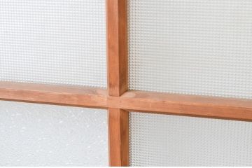 アンティーク建具　和の空間造りにおすすめなガラス戸2枚セット(引き戸、格子戸、マス目、升目)(R-067340)