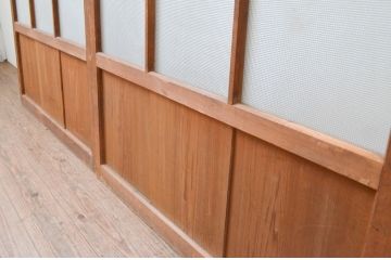 アンティーク建具　和の空間造りにおすすめなガラス戸2枚セット(引き戸、格子戸、マス目、升目)(R-067340)