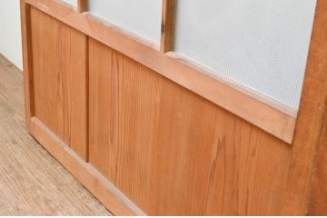 アンティーク建具　和の空間造りにおすすめなガラス戸2枚セット(引き戸、格子戸、マス目、升目)(R-067340)
