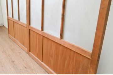 アンティーク建具　和の空間造りにおすすめなガラス戸2枚セット(引き戸、格子戸、マス目、升目)(R-067340)