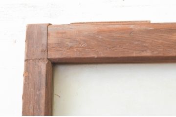 アンティーク建具　古い木味が魅力のマス目(升目)格子のガラス戸1枚(引き戸)(R-067341)