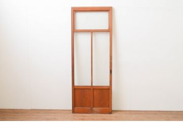 アンティーク建具　レトロなモールガラス入りのガラス戸1枚(引き戸)(R-067342)