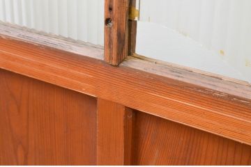 アンティーク建具　レトロなモールガラス入りのガラス戸1枚(引き戸)(R-067342)