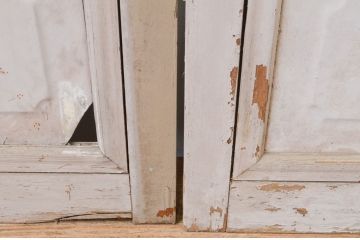 アンティーク建具　ペイント仕上げ限定　大正ロマンの雰囲気漂う店舗用ガラス戸2枚セット(引き戸)(R-067343)