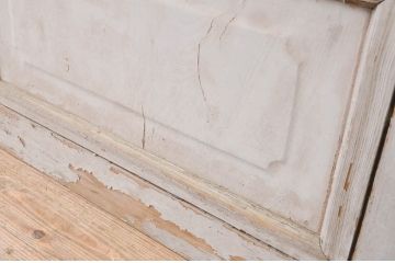 アンティーク建具　ペイント仕上げ限定　大正ロマンの雰囲気漂う店舗用ガラス戸2枚セット(引き戸)(R-067343)