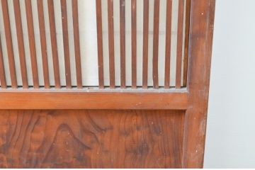 アンティーク建具　和の風情が感じられる裏障子付きの格子戸2枚セット(引き戸、ガラス帯戸、障子戸)(R-067344)
