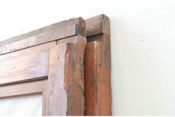 アンティーク建具　和の風情が感じられる裏障子付きの格子戸2枚セット(引き戸、ガラス帯戸、障子戸)(R-067344)