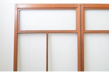 アンティーク建具　レトロな雰囲気漂うモールガラス入りのガラス戸3枚セット(引き戸)(R-067345)