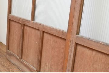 アンティーク建具　レトロな雰囲気漂うモールガラス入りのガラス戸3枚セット(引き戸)(R-067345)