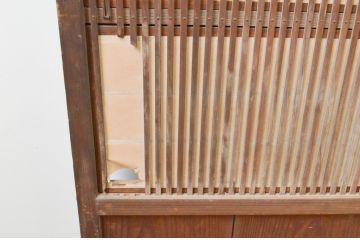 アンティーク建具　上品な佇まいが魅力の裏障子付き格子戸2枚セット(引き戸、障子戸)(R-067346)