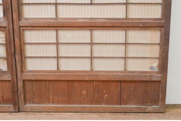 アンティーク建具　上品な佇まいが魅力の裏障子付き格子戸2枚セット(引き戸、障子戸)(R-067346)