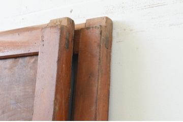 アンティーク建具　和の風情が感じられる裏障子付きの格子戸2枚セット(引き戸、ガラス帯戸、障子戸)(R-067347)