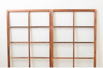 アンティーク建具　趣のある木味が楽しめるガラス戸2枚セット(引き戸)(R-067350)