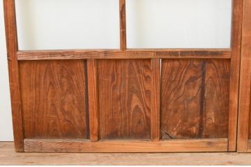 アンティーク建具　趣のある木味が楽しめるガラス戸2枚セット(引き戸)(R-067350)