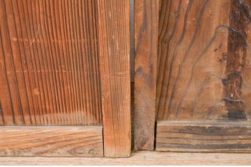アンティーク建具　趣のある木味が楽しめるガラス戸2枚セット(引き戸)(R-067350)