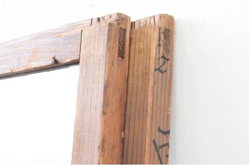 アンティーク建具　趣のある木味が楽しめるガラス戸2枚セット(引き戸)(R-067350)