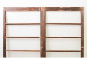 アンティーク建具　レトロなモールガラス入りのガラス戸2枚セット(引き戸)(R-067351)