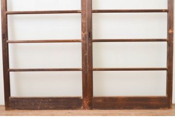アンティーク建具　レトロなモールガラス入りのガラス戸2枚セット(引き戸)(R-067351)