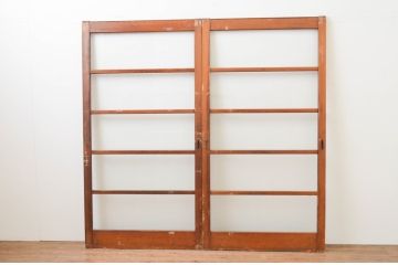アンティーク建具　レトロなモールガラス入りのガラス戸2枚セット(引き戸)(R-067351)
