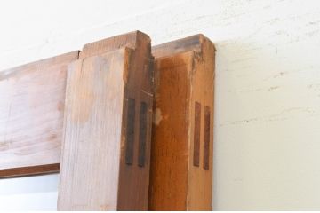 アンティーク建具　レトロなモールガラス入りのガラス戸2枚セット(引き戸)(R-067351)