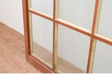 ビンテージ建具　重厚　アイアン製のマス目(升目)格子の両開きドア1対(2枚セット、ヴィンテージ)(R-067353)