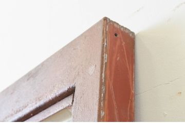 ビンテージ建具　重厚　アイアン製のマス目(升目)格子の両開きドア1対(2枚セット、ヴィンテージ)(R-067353)