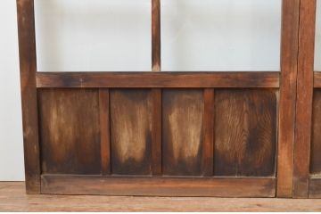 アンティーク建具　経年の趣ある木味が魅力のガラス戸2枚セット(引き戸)(R-067354)