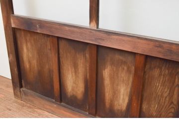 アンティーク建具　経年の趣ある木味が魅力のガラス戸2枚セット(引き戸)(R-067354)