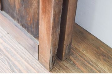 アンティーク建具　経年の趣ある木味が魅力のガラス戸2枚セット(引き戸)(R-067354)