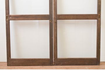 アンティーク建具　インテリアに合わせやすいシンプルなガラス戸2枚セット(引き戸)(R-067355)