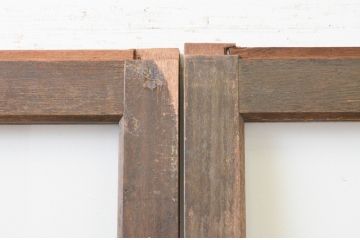 アンティーク建具　インテリアに合わせやすいシンプルなガラス戸2枚セット(引き戸)(R-067355)