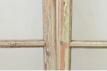 アンティーク建具　ペイント仕上げ限定　ペンキの剥げたガラス窓2枚セット(引き戸、ガラス戸)(R-067356)