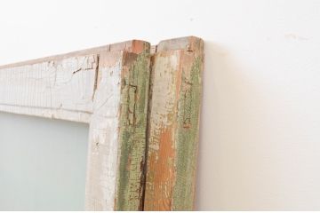 アンティーク建具　ペイント仕上げ限定　ペンキの剥げたガラス窓2枚セット(引き戸、ガラス戸)(R-067356)