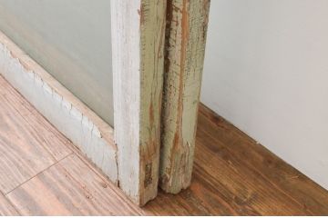 アンティーク建具　ペイント仕上げ限定　ペンキの剥げたガラス窓2枚セット(引き戸、ガラス戸)(R-067356)