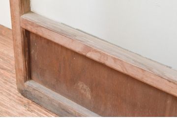 アンティーク建具　経年を感じさせる古い木味が魅力のガラス戸2枚セット(引き戸)(R-067358)
