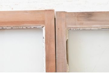 アンティーク建具　経年を感じさせる古い木味が魅力のガラス戸2枚セット(引き戸)(R-067358)